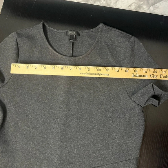 Woman’s J.Crew Blouse/medium/Heather gray/Ruffle flair bottom with short sleeves - Picture 6 of 15